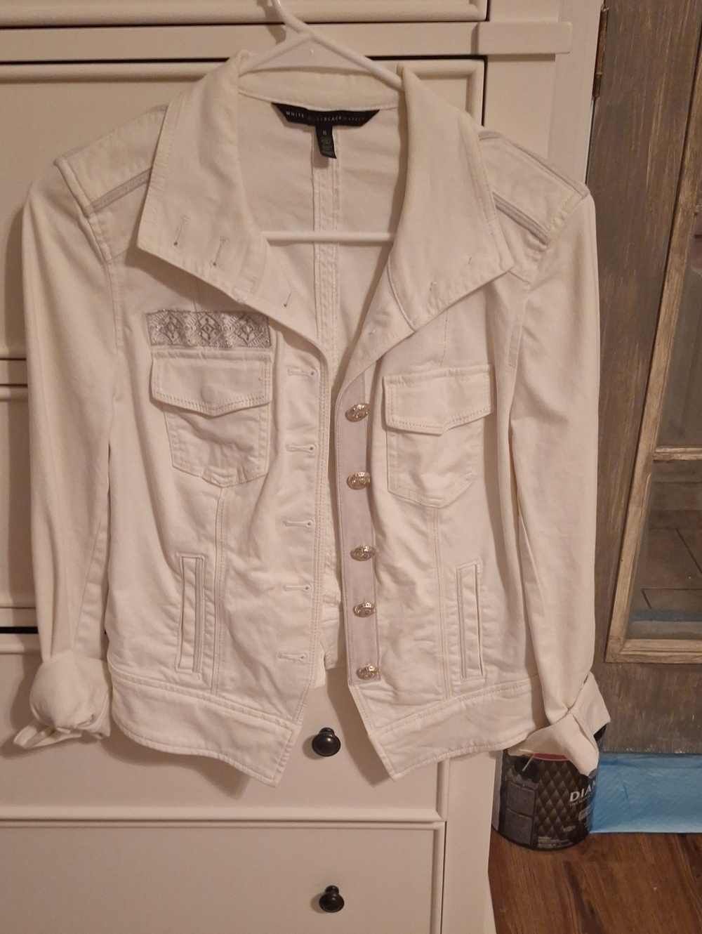White House Black Market White Button-Front Jean Jacket